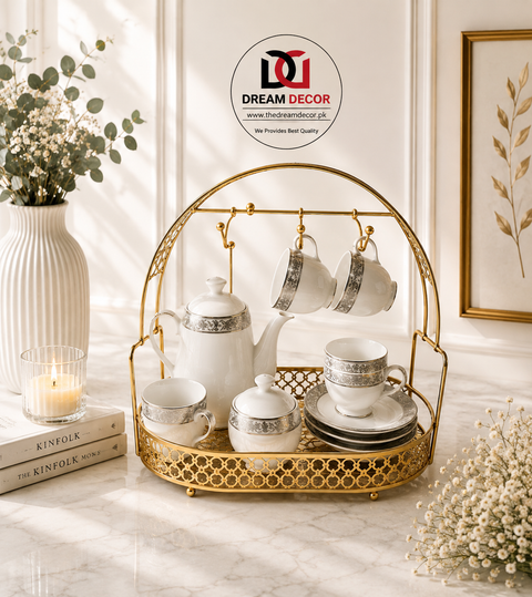 Elegant Gold Wire Set Organizer Rack