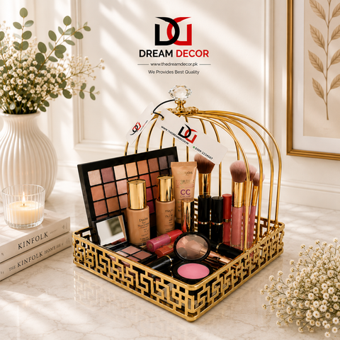 Luxury Golden Mirrored Makeup Organizer