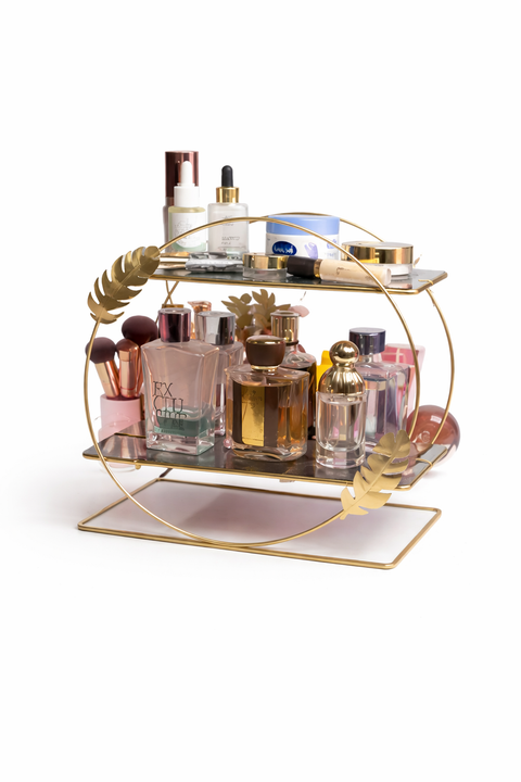 Luxury Golden Two-Tier Makeup & Perfume Organizer