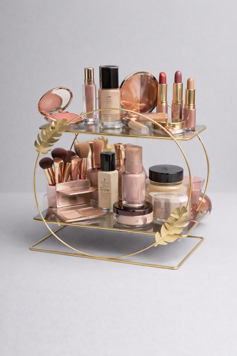 Luxury Golden Two-Tier Makeup & Perfume Organizer
