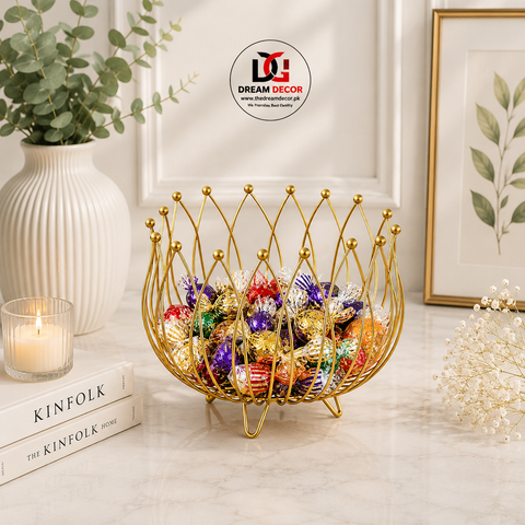 Geometric Metal Wire Fruit Basket