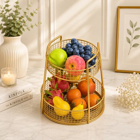 Metal Fruit Basket, Multifunctional Round Fruit rack| DreamDecor.pk