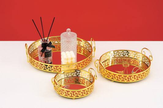Glass Mirror Gold Luxury  Storage Display Tray