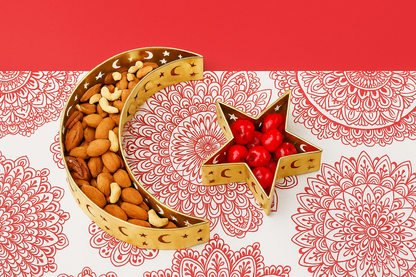 Golden Crescent & Star Decorative Serving Tray