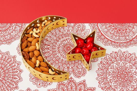 Golden Crescent & Star Decorative Serving Tray