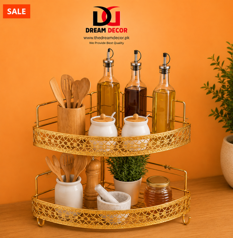 Luxury Golden Bathroom Corner Shelf – 2 Tier