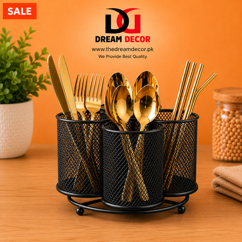 360° Rotating Mesh Cutlery Holder Organizer