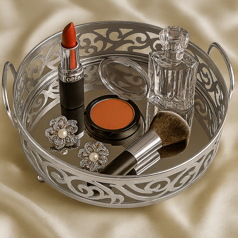 Glass Mirror Gold Luxury  Storage Display Tray