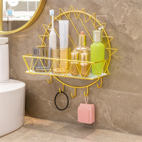 Bathroom Shelf Wall Mounted Metal Towel Rack