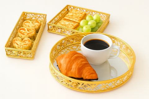 Mirror Tray For Serving Dessert, Frutis  Tray