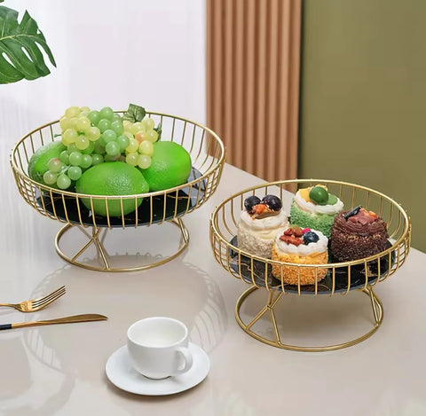Fruit Basket for Fruits, Snacks (Gold - Black)