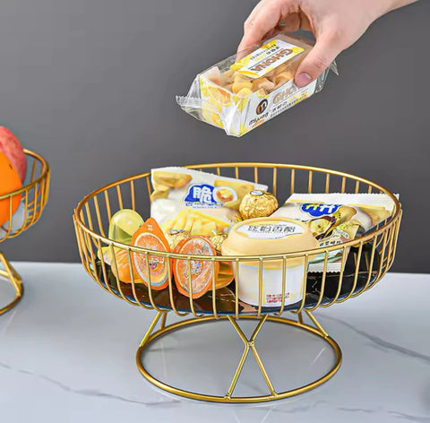 Fruit Basket for Fruits, Snacks (Gold - Black)