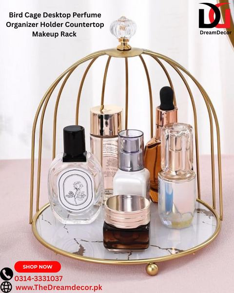 Luxury Golden Cage Makeup & Perfume Organizer