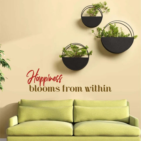 Modern Round Wall Mounted Metal Planter Shelf – Black