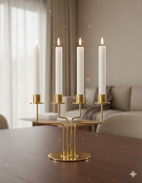 Golden Brass Candle Stand