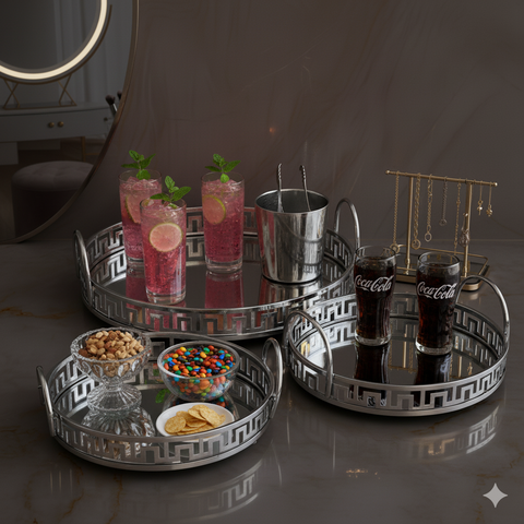 Modern Silver Mirror tray