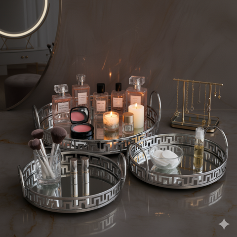 Modern Silver Mirror tray