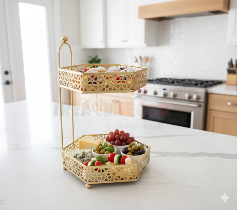 2 tier glass base Organiser for Decor