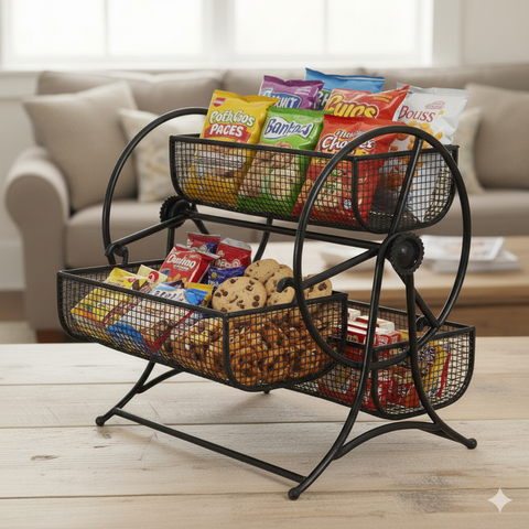 Wheel-Design Metal Fruit & Vegetable Basket