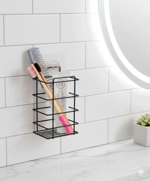 Wall-Mounted Storage Rack for Bathroom Accessories