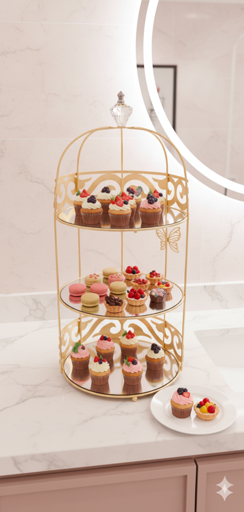 3 Layer luxury birdcage Serving Organizer