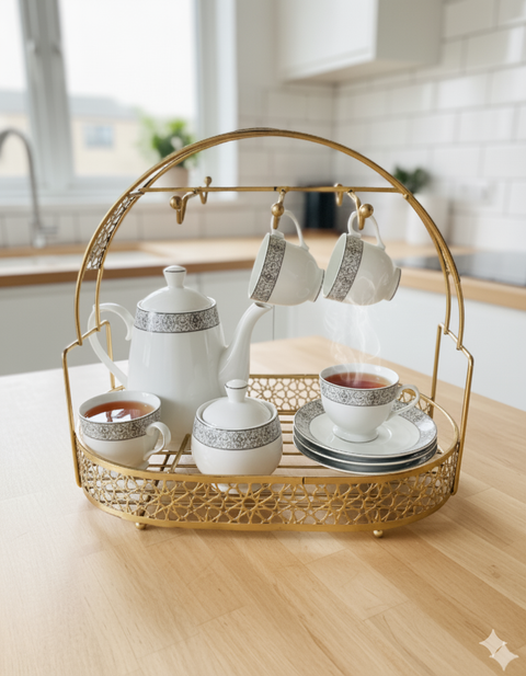 Elegant Gold Wire Set Organizer Rack