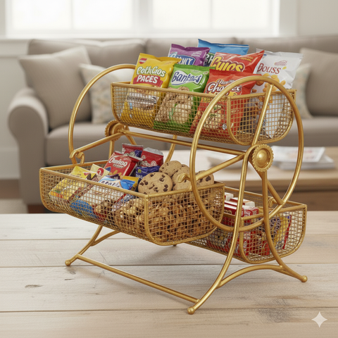 Wheel-Design Metal Fruit & Vegetable Basket