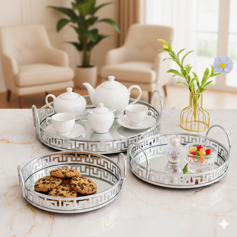 Modern Silver Mirror tray