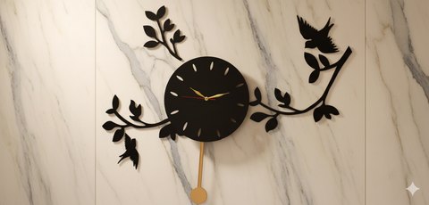 Decorative Wall Clock with Birds and Branches