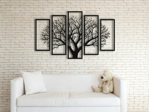 5-Panel Metal Tree Wall Art