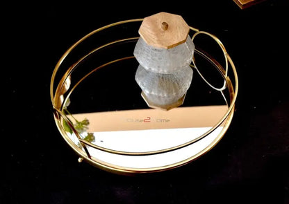 Mirror  Round  Metal Tray for Vanity