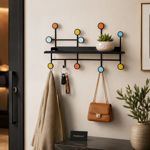 Wall Mounted Coat Rack with Shelf & Hooks | Decorative Entryway Organizer