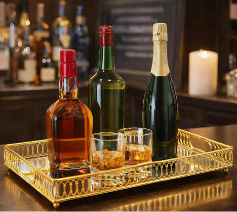 Luxury Golden Rectangular Serving Tray
