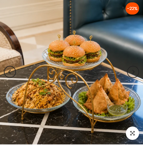 3-Tier Golden Glass Serving Stand