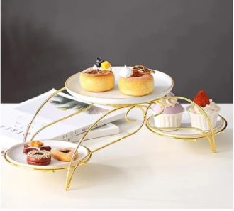 3-Tier Golden Glass Serving Stand