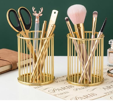 Luxury Gold Makeup Organizer Set with Free Brush Holder