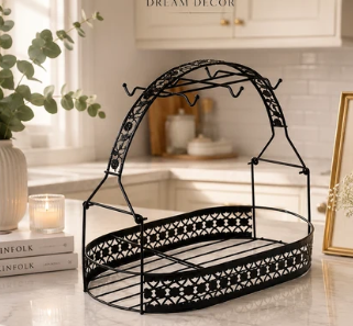 Premium Black Metal Tea Cup & Crockery Organizer Rack – Buy 1 Get 1 Free