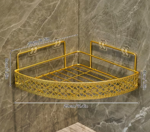 Luxury Golden Bathroom Corner Shelf – 2 Tier