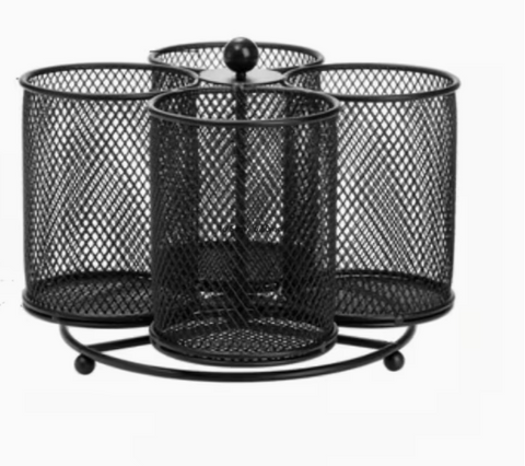 360° Rotating Mesh Cutlery Holder Organizer