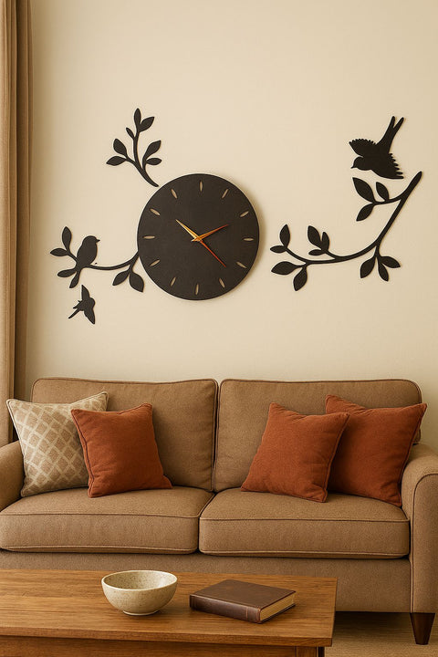 Decorative Wall Clock with Birds and Branches