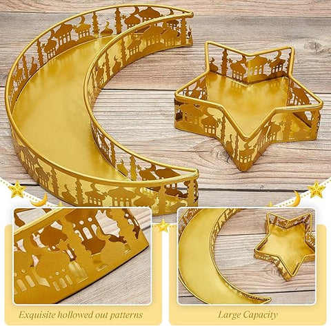 Golden Crescent & Star Decorative Serving Tray
