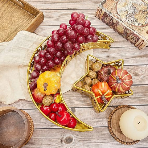 Golden Crescent & Star Decorative Serving Tray
