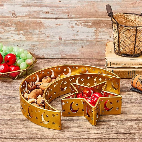 Golden Crescent & Star Decorative Serving Tray