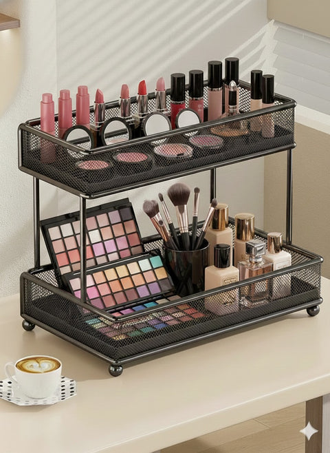 Metal Mesh Makeup & Countertop Organizer