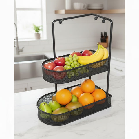 Mesh Vanity Organizer with Integrated Hooks