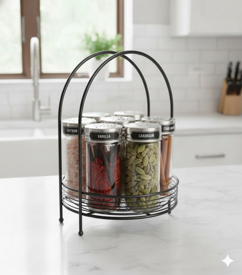 Round Metal Spice Rack Stand – Durable Countertop Organizer