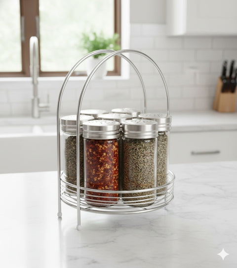 Round Metal Spice Rack Stand – Durable Countertop Organizer