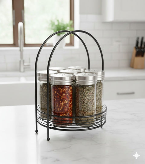 Round Metal Spice Rack Stand – Durable Countertop Organizer