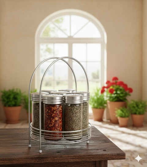 Round Metal Spice Rack Stand – Durable Countertop Organizer