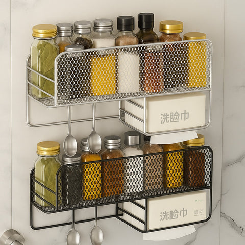 Wall-Mounted Metal Spice Rack / Kitchen Organizer Shelf